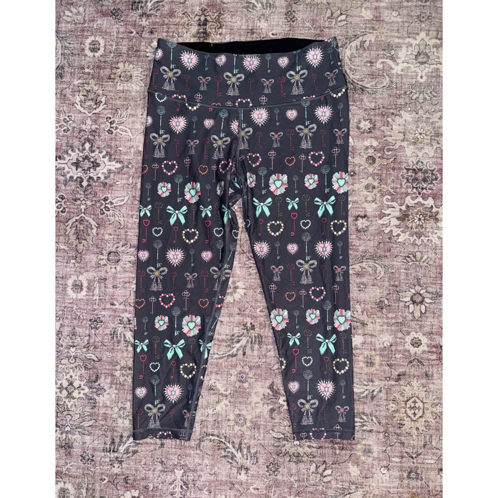 Victoria‎ Sport Womens XL Key Heart Bow Print High Waist Cropped Leggings